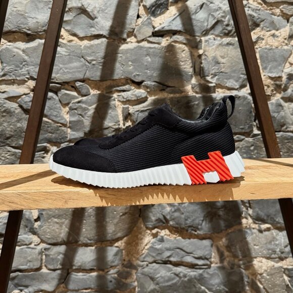Hermès Black Suede Mesh Bouncing Sneakers - Picture 4 of 13